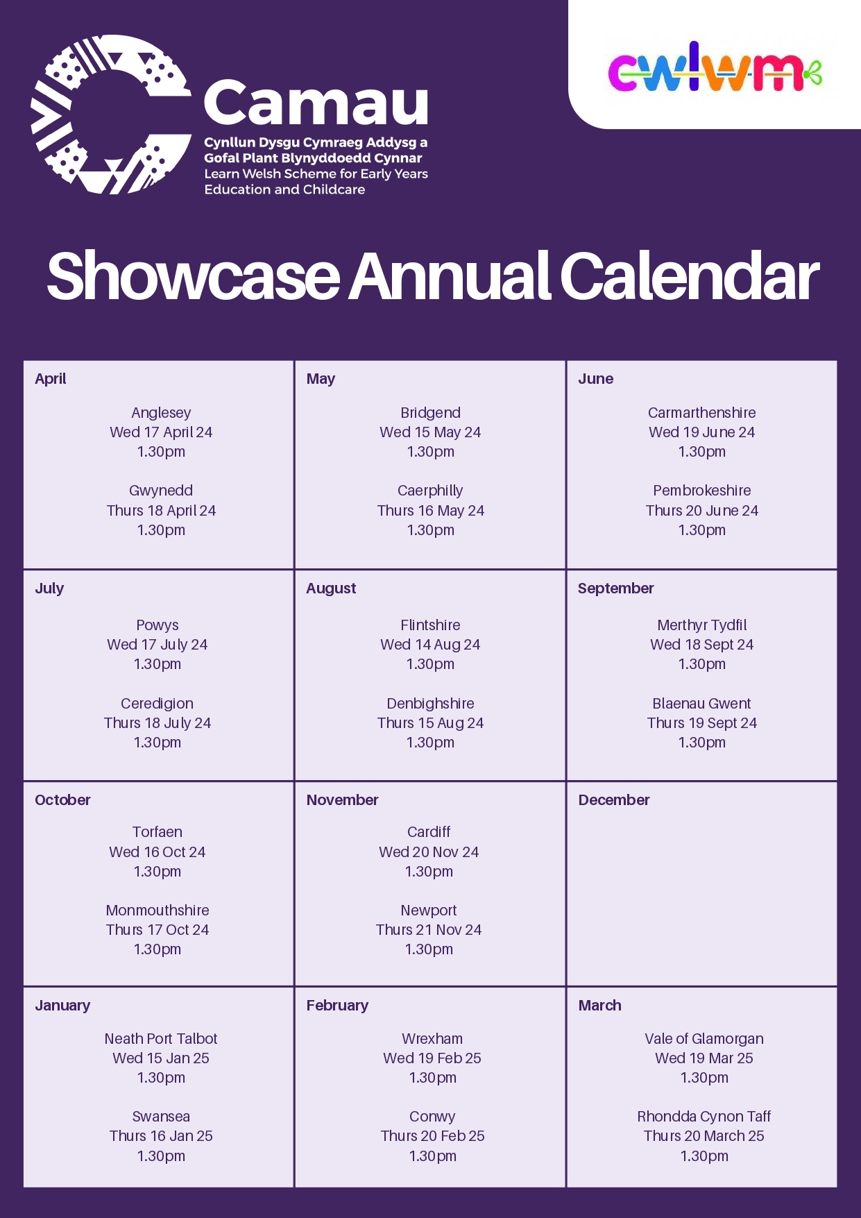 Showcase Annual Calendar